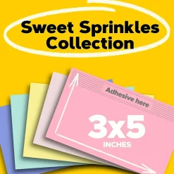 Post-it Greener Recycled Notes, 3" x 5", Sweet Sprinkles Collection, 100 Sheet/Pad, 5 Pads/Pack (655RPA)