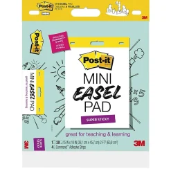 Post-it® Mini Super Sticky Wall Easel Pad, 15" x 18", 20 Sheets/Pad, 6 Pads/Pack (577SS)