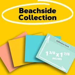 Post-it Notes, 1 3/8" x 1 7/8", Beachside Café Collection, 100 Sheet/Pad, 24 Pads/Pack (65324APVAD)
