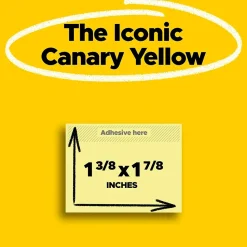 Post-it Notes, 1 3/8" x 1 7/8", Canary Collection, 100 Sheet/Pad, 12 Pads/Pack (653-YW)