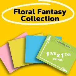 Post-it Notes, 1 3/8" x 1 7/8", Floral Fantasy Collection, 100 Sheet/Pad, 12 Pads/Pack (653AU)