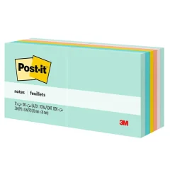 Post-it Notes, 3" x 3", Beachside Café Collection, 100 Sheet/Pad, 12 Pads/Pack (654AST)