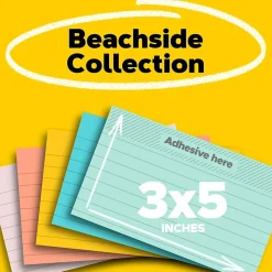 Post-it Notes, 3" x 5", Beachside Café Collection, 100 Sheet/Pad, 5 Pads/Pack (655AST)