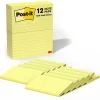 Post-it Notes, 3" x 5", Canary Collection, Lined, 100 Sheet/Pad, 12 Pads/Pack (635YW)