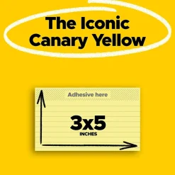 Post-it Notes, 3" x 5", Canary Collection, Lined, 100 Sheet/Pad, 12 Pads/Pack (635YW)