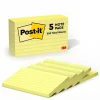 Post-it Notes, 3" x 5", Canary Collection, Lined, 100 Sheet/Pad, 5 Pads/Pack (635-5PK)