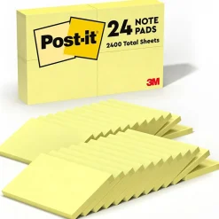 Post-it Notes, 3" x 5", Canary Collection, 90 Sheet/Pad, 24 Pads/Pack (65524VADB)