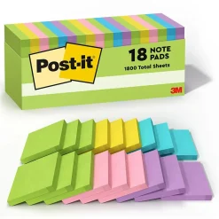 Post-it Notes, 3" x 3", Floral Fantasy Collection, 100 Sheet/Pad, 18 Pads/Pack (654-18BRCP)