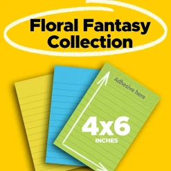 Post-it Notes, 4" x 6", Floral Fantasy Collection, Lined, 100 Sheet/Pad, 3 Pads/Pack (6603AU)