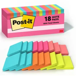 Post-it Notes, 3" x 3", Poptimistic Collection, 100 Sheet/Pad, 18 Pads/Pack (65418CTCP)
