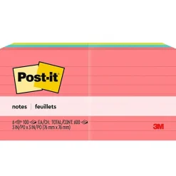 Post-it Notes, 3" x 3", Poptimistic Collection, Lined, 100 Sheet/Pad, 6 Pads/Pack (6306AN)