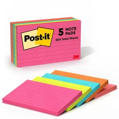 Post-it Notes, 3" x 5", Poptimistic Collection, Lined, 100 Sheet/Pad, 5 Pads/Pack (635-5AN)