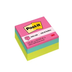 Post-it Notes Cube, 3" x 3", Assorted Brights, 400 Sheets/Cube (2027-BRT)