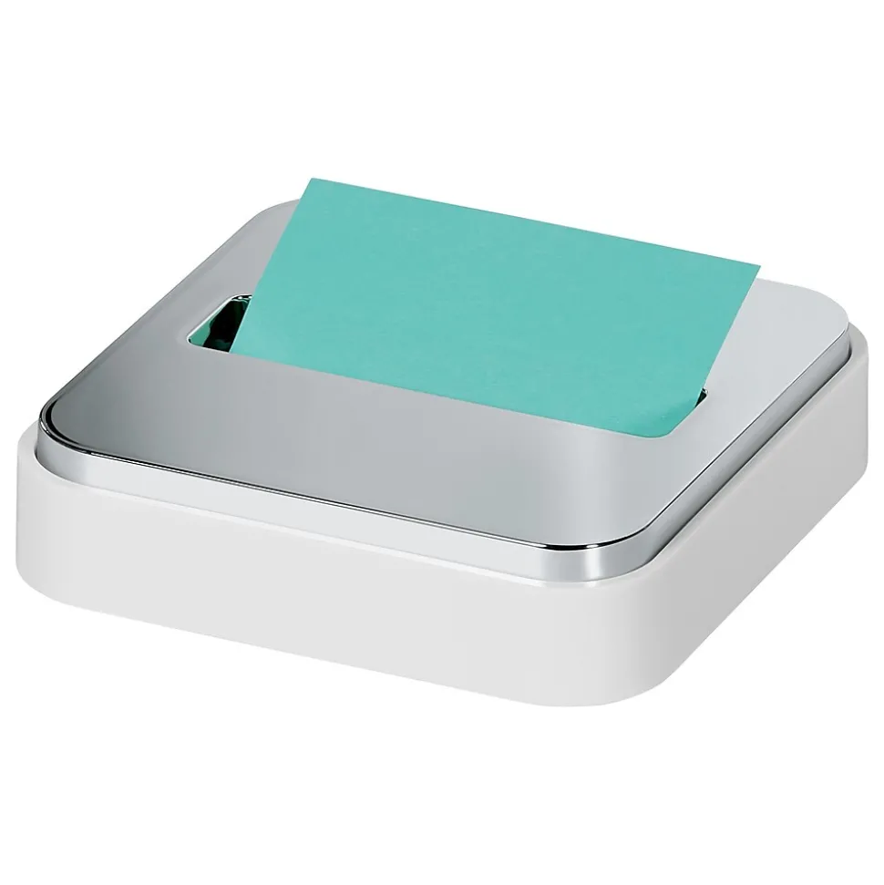 Post-it Pop-Up Dispenser for 3" x 3" Notes, Metallic/White (STL-330-W)