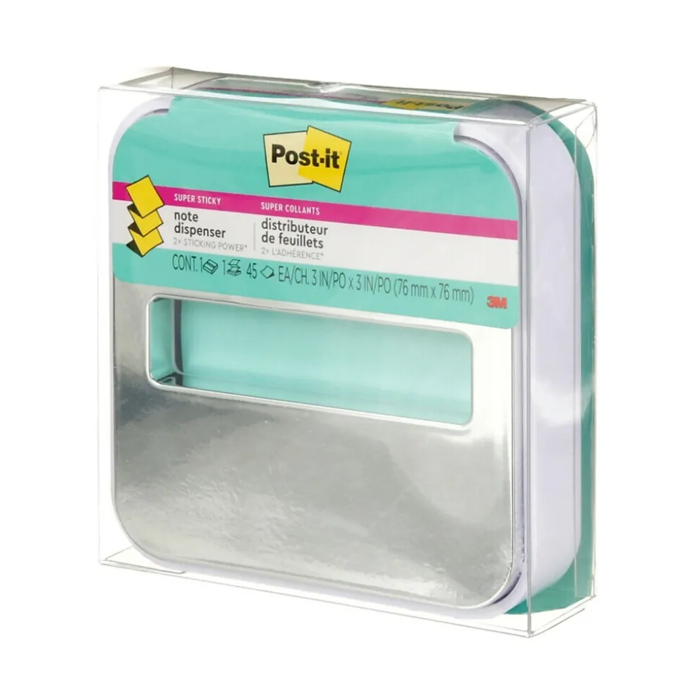 Post-it Pop-Up Dispenser for 3" x 3" Notes, Metallic/White (STL-330-W)
