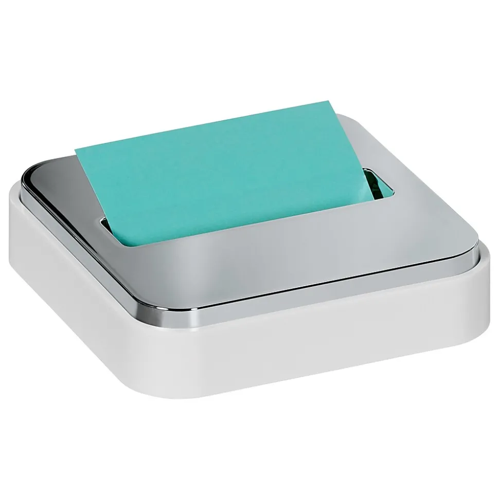 Post-it Pop-Up Dispenser for 3" x 3" Notes, Metallic/White (STL-330-W)