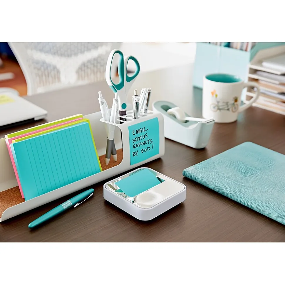 Post-it Pop-Up Dispenser for 3" x 3" Notes, Metallic/White (STL-330-W)