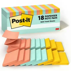 Post-it Pop-up Notes, 3" x 3", Beachside Café Collection, 100 Sheet/Pad, 18 Pads/Pack (MMMR33018APCP)