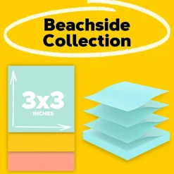Post-it Pop-up Notes, 3" x 3", Beachside Café Collection, 100 Sheet/Pad, 18 Pads/Pack (MMMR33018APCP)