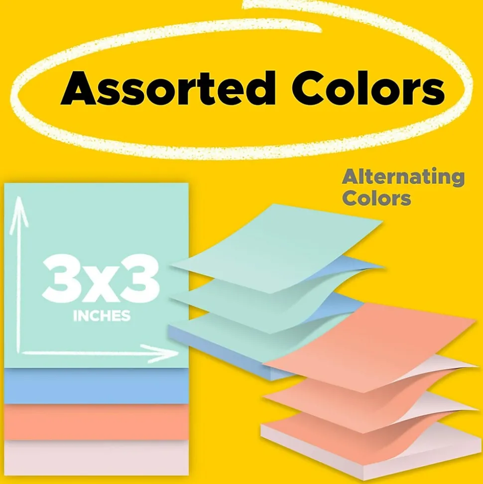 Post-it Pop-up Notes, 3" x 3", Beachside Café Collection, 90 Sheet/Pad, 12 Pads/Pack (R330UALT)
