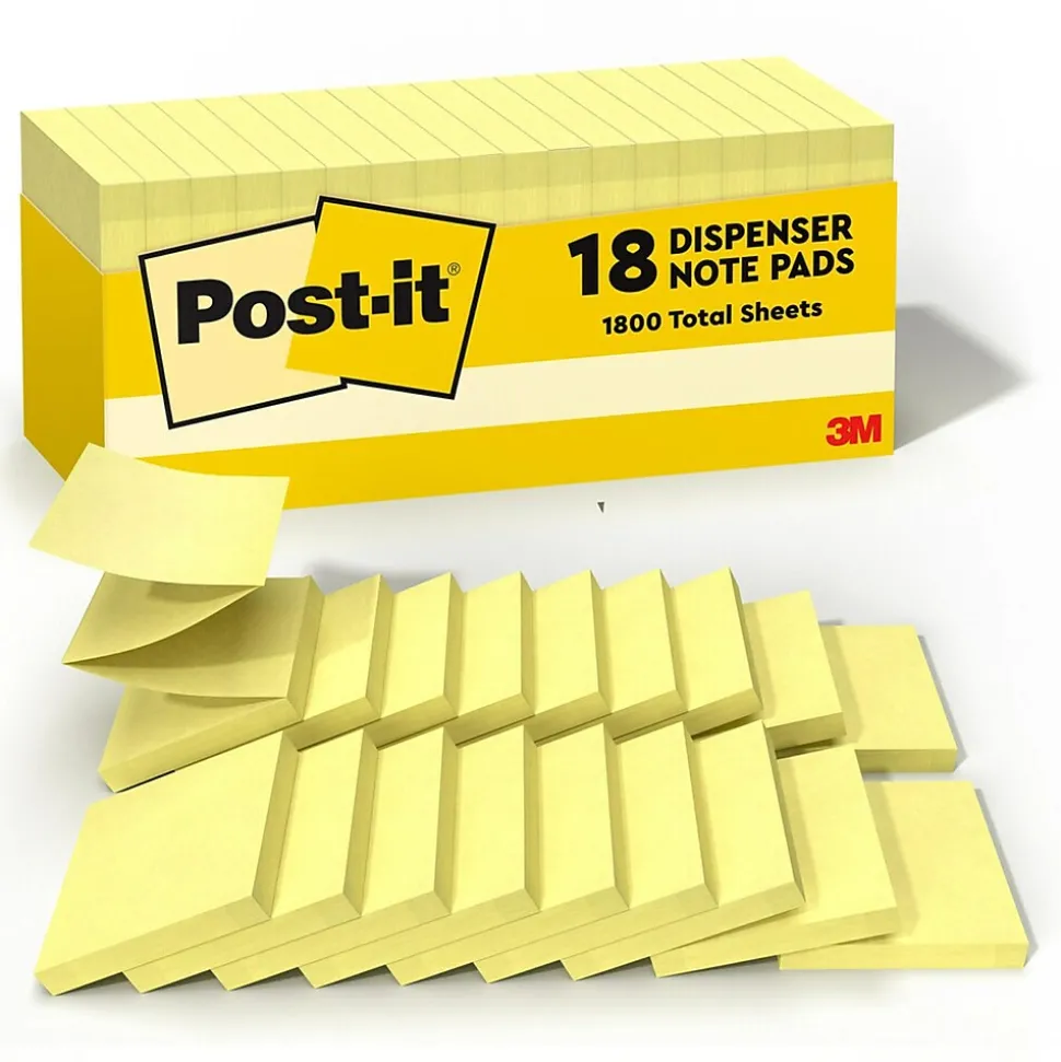 Post-it Pop-up Notes, 3" x 3", Canary Collection, 90 Sheet/Pad, 18 Pads/Pack (R330-18CP)