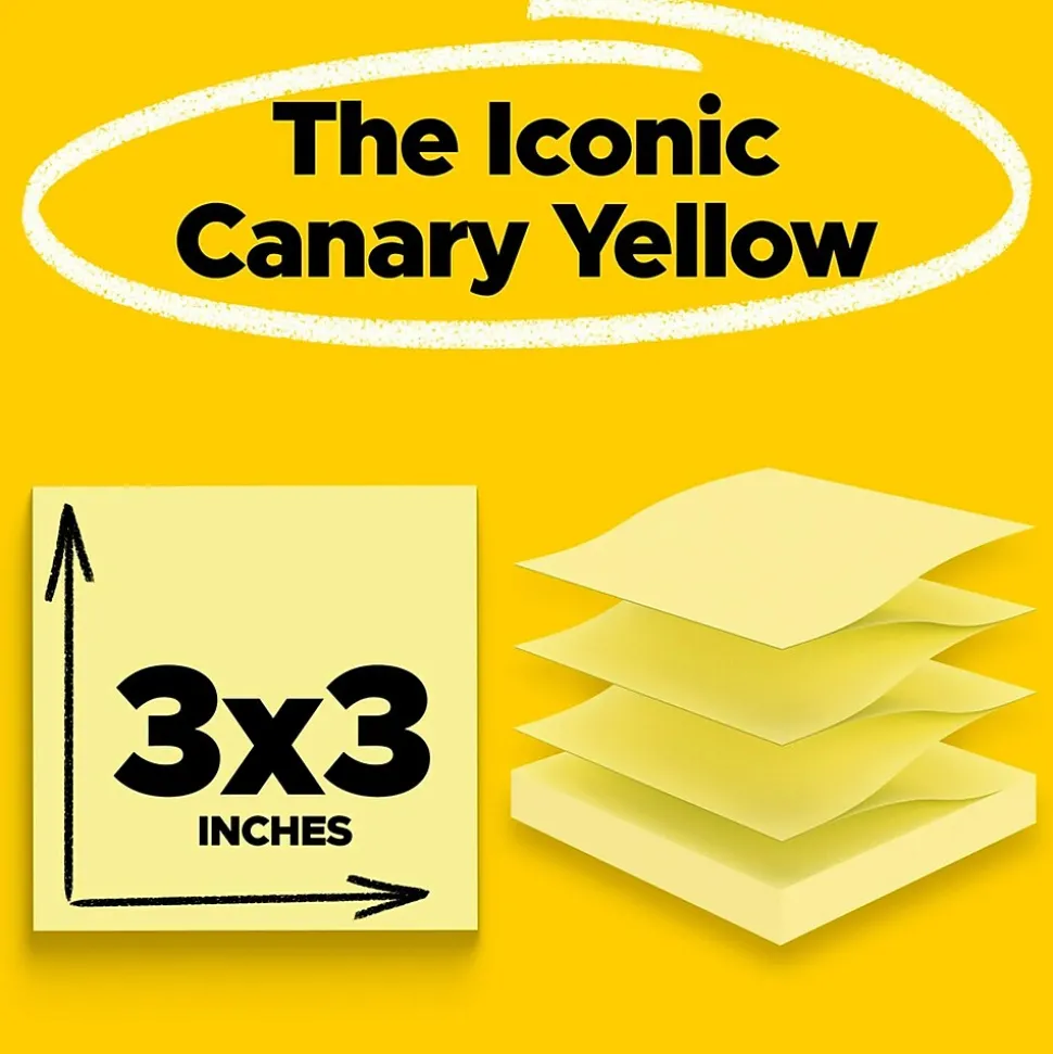 Post-it Pop-up Notes, 3" x 3", Canary Collection, 90 Sheet/Pad, 18 Pads/Pack (R330-18CP)