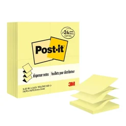 Post-it Pop-up Notes, 3" x 3", Canary Collection, 100 Sheet/Pad, 24 Pads/Pack (R33024VAD)