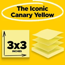 Post-it Pop-up Notes, 3" x 3", Canary Collection, 100 Sheet/Pad, 24 Pads/Pack (R33024VAD)