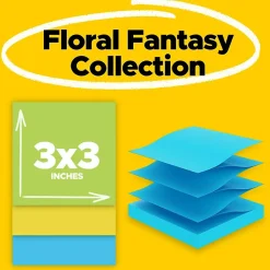 Post-it Pop-up Notes, 3" x 3", Floral Fantasy Collection, 100 Sheet/Pad, 12 Pads/Pack (R330-12AU)