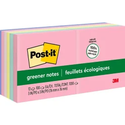 Post-it Recycled Notes, 3" x 3", Sweet Sprinkles Collection, 100 Sheet/Pad, 12 Pads/Pack (654-RP-A/654-A)