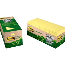Post-it Recycled Notes, 3" x 3", Canary Collection, 75 Sheet/Pad, 24 Pads/Pack (654R24CPCY)