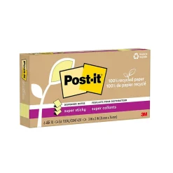 Post-it Recycled Super Sticky Pop-up Notes, 3" x 3", Canary Collection, 70 Sheet/Pad, 6 Pads/Pack (R330R-6SSCY)