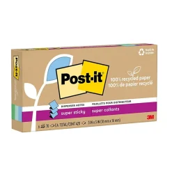Post-it Recycled Super Sticky Pop-up Notes, 3" x 3", Oasis Collection, 70 Sheet/Pad, 6 Pads/Pack (R330R-6SST)