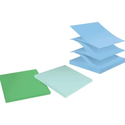 Post-it Recycled Super Sticky Pop-up Notes, 3" x 3", Oasis Collection, 70 Sheet/Pad, 6 Pads/Pack (R330R-6SST)