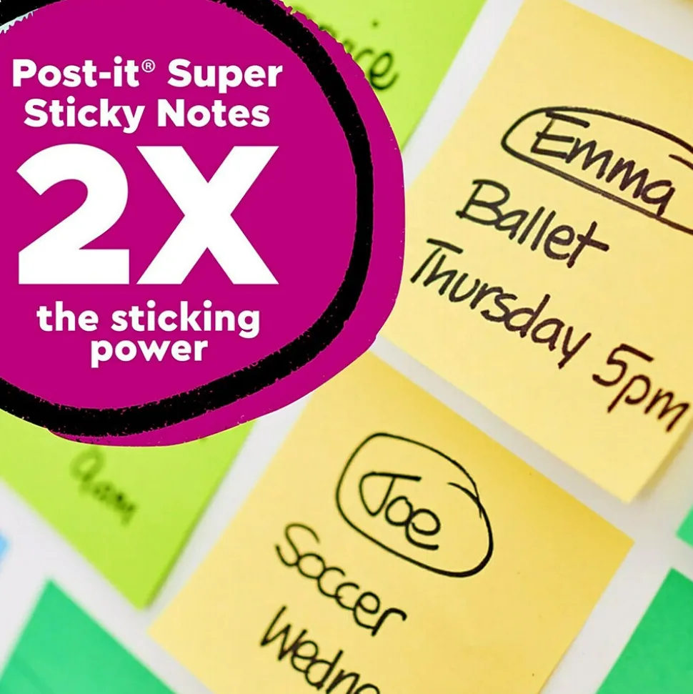 Post-it Recycled Super Sticky Notes, 3" x 3", Canary Collection, 70 Sheet/Pad, 12 Pads/Pack (654R-12SSCY)