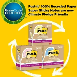 Post-it Recycled Super Sticky Pop-up Notes, 3