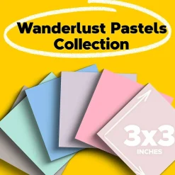 Post-it Recycled Super Sticky Notes, 3" x 3", Wanderlust Pastels Collection, 70 Sheet/Pad, 12 Pads/Pack (654R-12SSNRP)