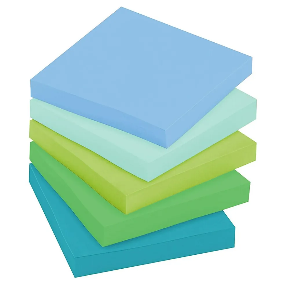 Post-it Recycled Super Sticky Notes, 3" x 3", Oasis Collection, 90 Sheet/Pad, 12 Pads/Pack (65412SST)