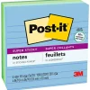 Post-it Recycled Super Sticky Notes, 4" x 4", Bora Bora Collection, Lined, 90 Sheet/Pad, 4 Pads/Pack (675-4SST)