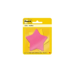Post-it® Star-Shaped Notes, 2.6" x 2.6" Assorted Colors, 75 Sheets/Pad, 2 Pads/Pack (7350-STR)