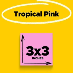 Post-it Super Sticky Notes, 3" x 3", Neon Pink, 90 Sheet/Pad, 5 Pads/Pack (654-5SSNP)