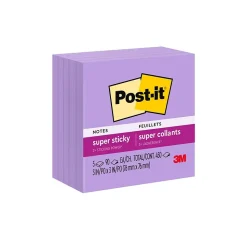 Post-it Super Sticky Notes, 3" x 3", Mulberry, 90 Sheet/Pad, 5 Pads/Pack (654-5SSCG)