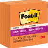 Post-it Super Sticky Notes, 3" x 3", Neon Orange, 90 Sheet/Pad, 5 Pads/Pack (654-5SSNO)