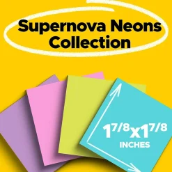 Post-it Super Sticky Notes, 1-7/8" x 1-7/8", Supernova Neons Collection, 90 Sheet/Pad, 8 Pads/Pack (622-8SSMIA)