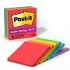 Post-it Super Sticky Notes, 4" x 4", Playful Primaries Collection, Lined, 90 Sheet/Pad, 6 Pads/Pack (6756SSAN)