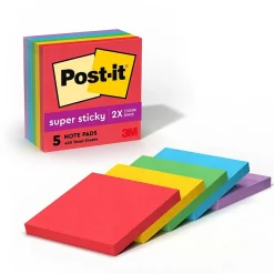 Post-it Super Sticky Notes, 3" x 3", Playful Primaries Collection, 90 Sheet/Pad, 5 Pads/Pack (654-5SSAN)