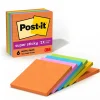 Post-it Super Sticky Notes, 4" x 4", Energy Boost Collection, Lined, 90 Sheet/Pad, 6 Pads/Pack (6756SSUC)