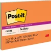 Post-it Super Sticky Notes, 8" x 6", Energy Boost Collection, 45 Sheet/Pad, 4 Pads/Pack (6845SSP)
