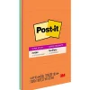 Post-it Super Sticky Notes, 5" x 8", Energy Boost Collection, Lined, 45 Sheet/Pad, 4 Pads/Pack (5845SSUC)