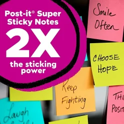 Post-it Super Sticky Notes, Playful Primaries Colors, Lined, 4 in x 4 in, 90 Sheets/Pad, 4 Pads/Pack (675-4SSAN)